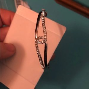 Silver Loop Bangle made with Swarvowski Elements